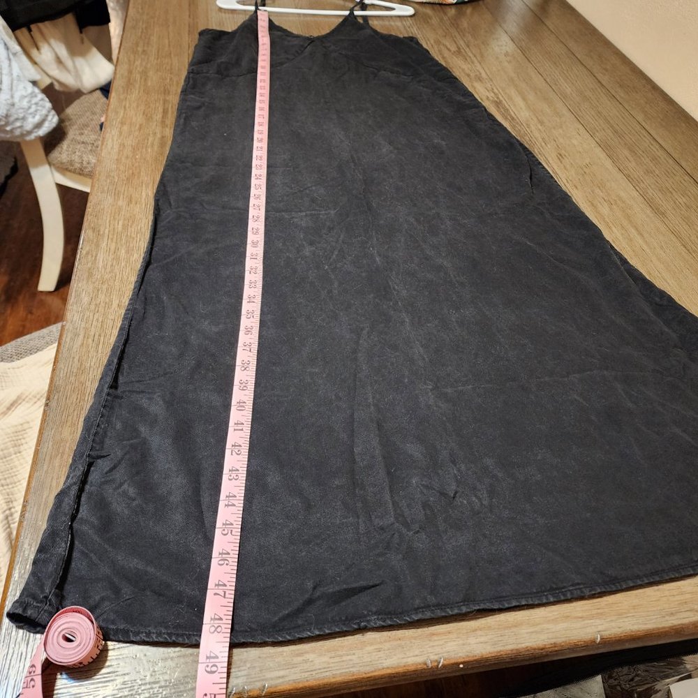 Quince Vintage Wash Tencel Maxi Slip Dress NWOT Black Small - Picture 2 of 6